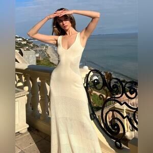 Women’s MISA Los Angeles Ivory Allison Knit Maxi Dress Extra Large XL